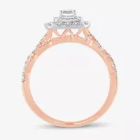 Signature By Modern Bride 1 CT.T.W. Natural Diamond Cushion Shape Side Stone Halo Bridal Set 10K or 14K Gold