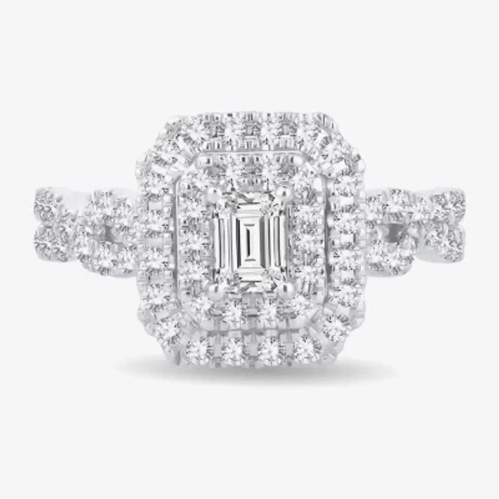 4 CT. T.W. Diamond Pear Shape Side Stone Halo Engagement Ring in 10K or 14K  White Gold - JCPenney