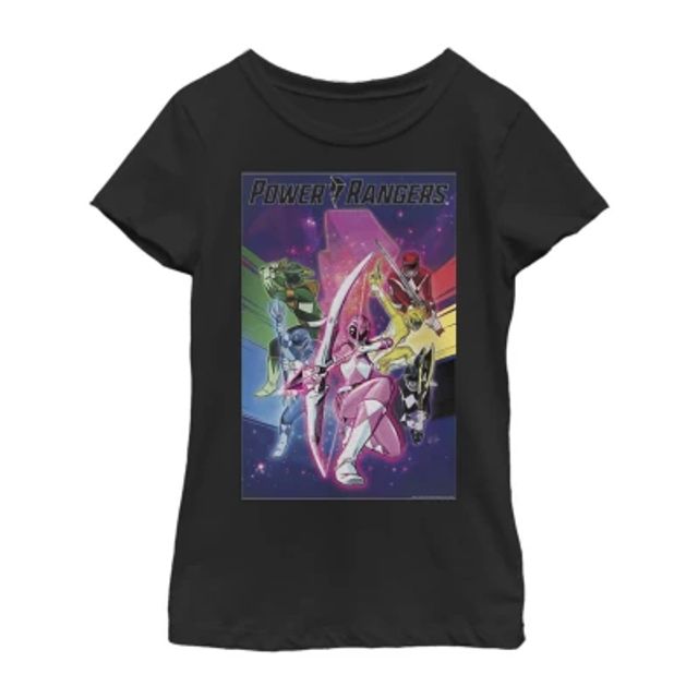 Little & Big Girls Crew Neck Short Sleeve Power Rangers Graphic T-Shirt