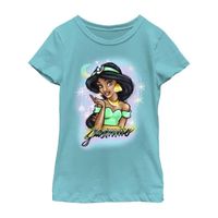 Little & Big Girls Disney Crew Neck Short Sleeve Jasmine Graphic T-Shirt