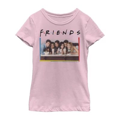 Little & Big Girls Crew Neck Short Sleeve Friends Graphic T-Shirt