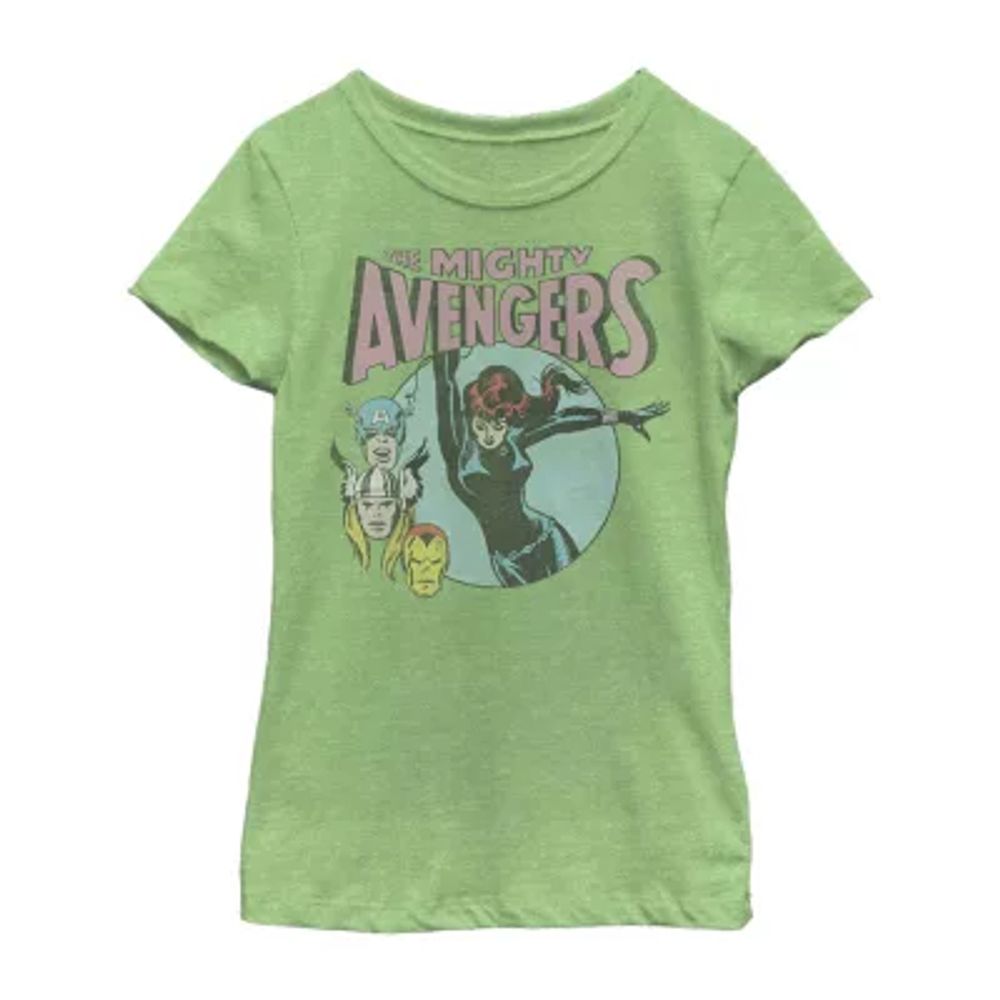 Little & Big Girls Crew Neck Short Sleeve Avengers Graphic T-Shirt