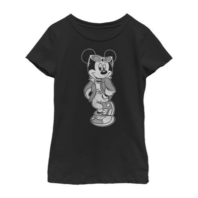 Little & Big Girls Disney Crew Neck Short Sleeve Mickey Mouse Graphic T-Shirt