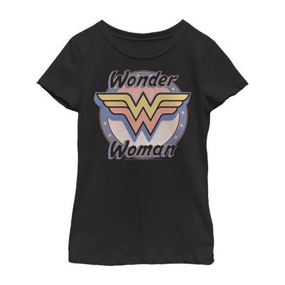 Little & Big Girls Crew Neck Short Sleeve DC Comics Wonder Woman Graphic T-Shirt