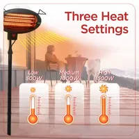 BLACK+DECKER Patio Floor Electric Heater Patio Heater Stand for Outdoors with 3 Heat Settings