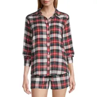 Arizona Body Womens Juniors Flannel Long Sleeve Pajama Top