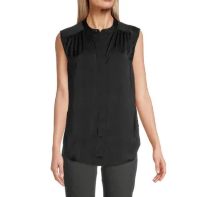 Worthington Womens Crew Neck Sleeveless Adaptive Easy-on + Easy-off Blouse