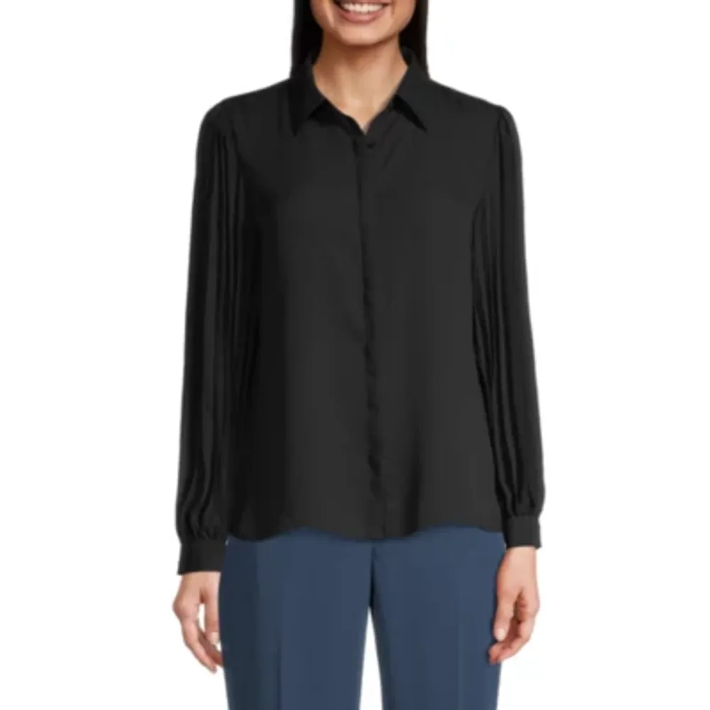 Worthington Womens Long Sleeve Regular Fit Button-Down Shirt