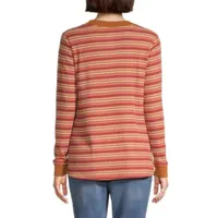 St. John's Bay Womens V Neck Long Sleeve Thermal Top