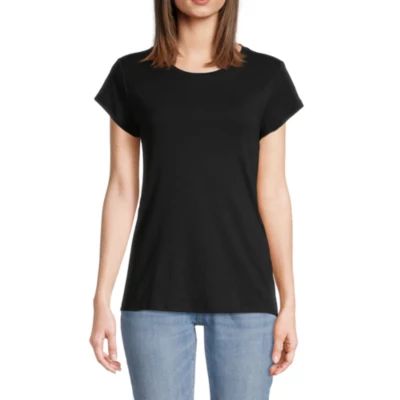 Liz Claiborne Womens Crew Neck Short Sleeve T-Shirt