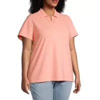 St. John's Bay Plus Womens Short Sleeve Polo Shirt