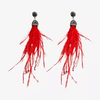 Bijoux Bar Feather Womens Pink Drop Earrings
