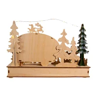 Kurt Adler 7.5" Wooden Camper With Santa Lighted Christmas Tabletop Decor