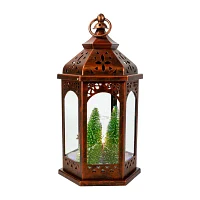 Kurt Adler "13"" Lit Lantern With Santa" Lighted Christmas Tabletop Decor