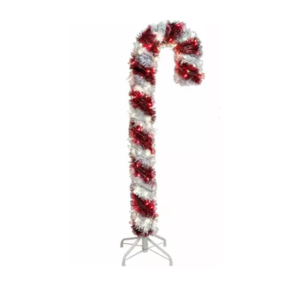 Kurt Adler 4 Foot Prelit Led Tinsel Candy Cane Christmas Yard Art