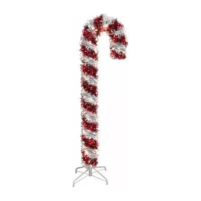 Kurt Adler 5 Foot Prelit Led Tinsel Candy Cane Christmas Yard Art