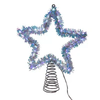 Kurt Adler 12.2" White Led Silver Star Christmas Tree Topper