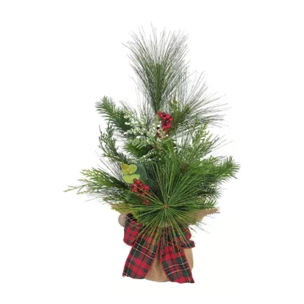 Kurt Adler Berries And Plaid Ribbon Green 1 1/2 Feet Christmas Tree