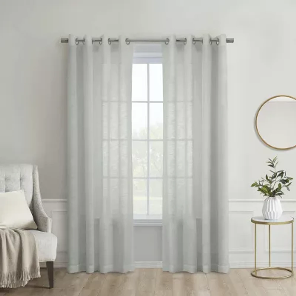 Boucle Sheer Grommet Top Single Curtain Panel