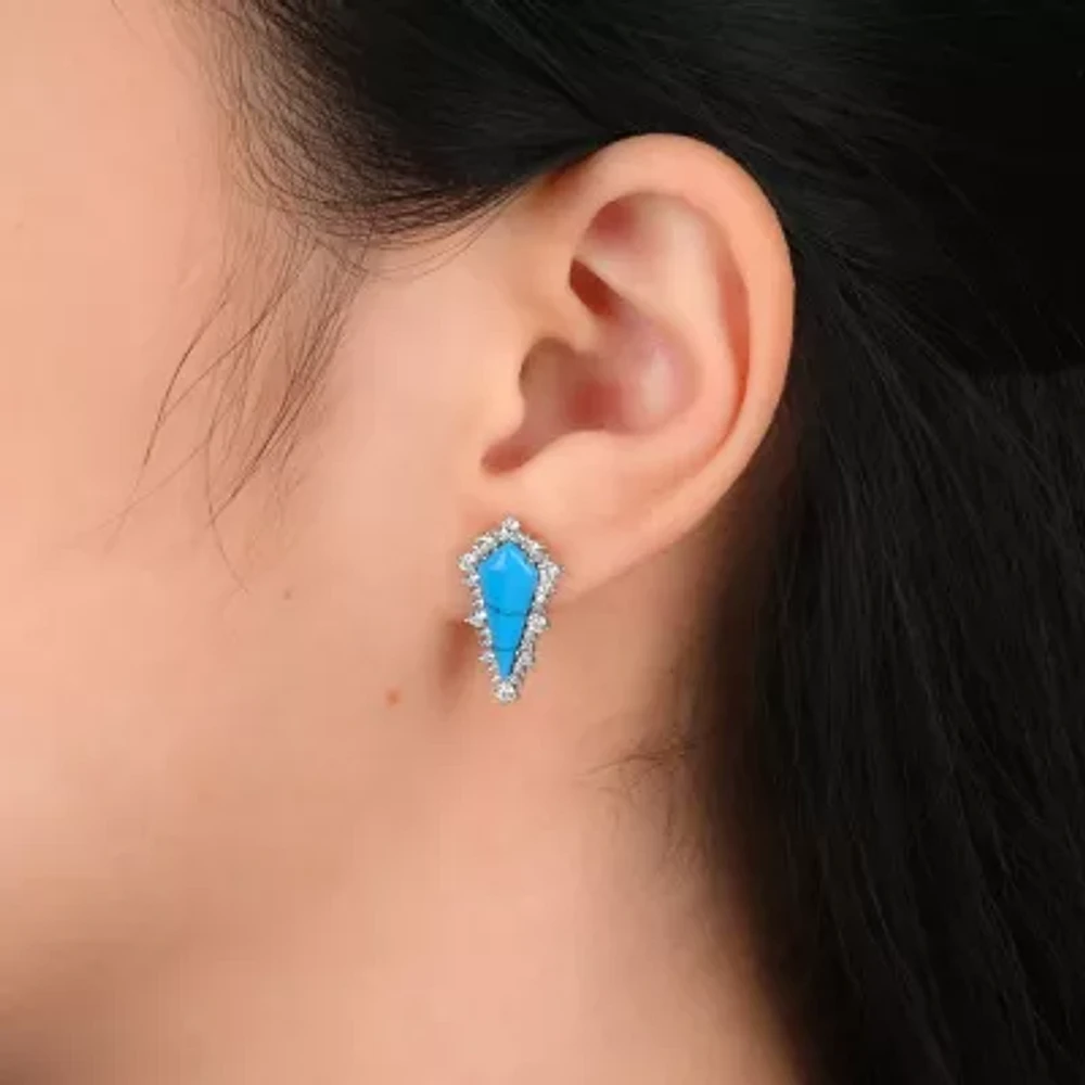 Simulated Turquoise Sterling Silver Stud Earrings