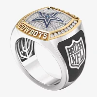 True Fans Fine Jewelry Dallas Cowboys Mens 1/2 CT. Natural White Diamond 10K Two Tone Gold Star Fashion Ring