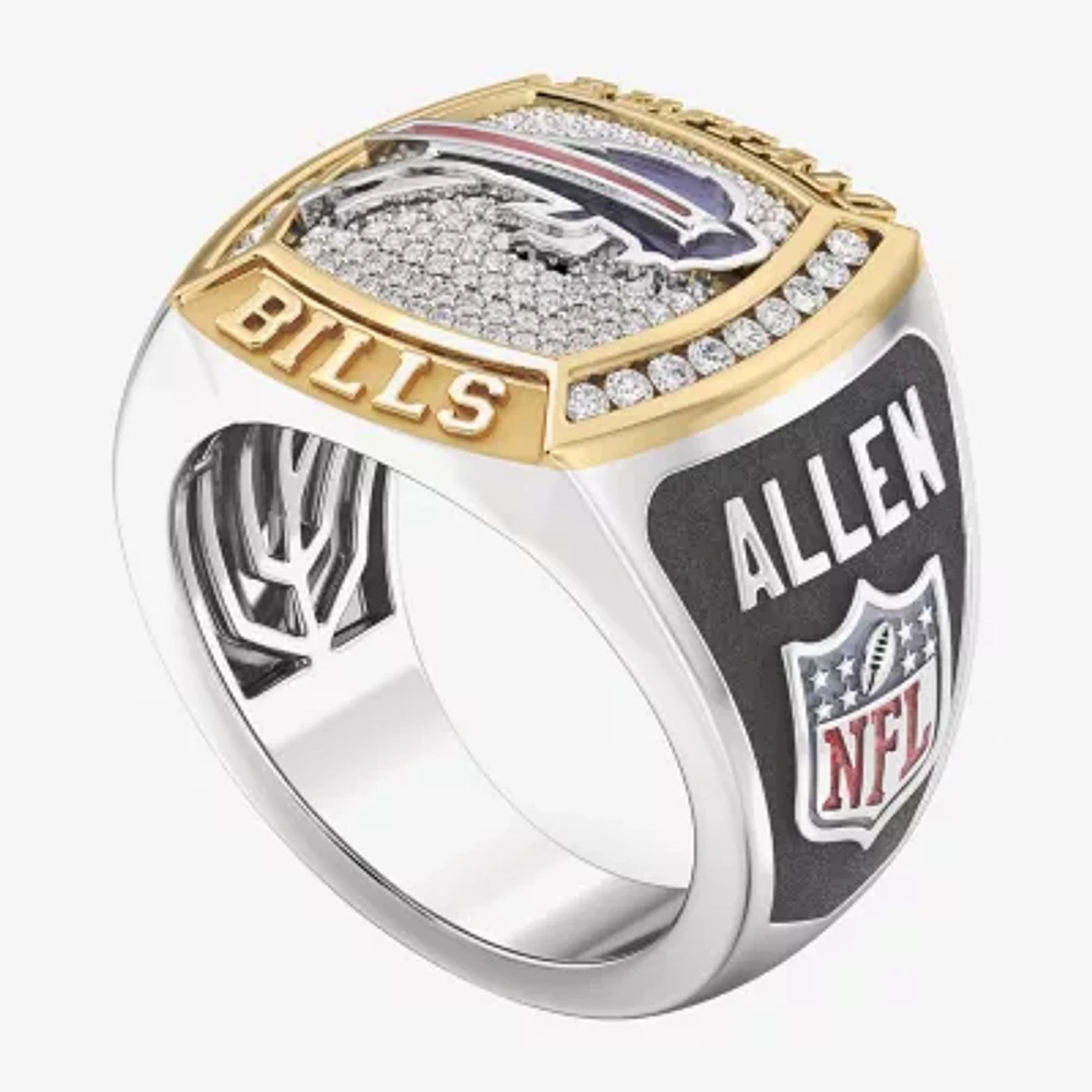 True Fans Fine Jewelry Josh Allen Buffalo Bills Mens 1/2 CT. Natural White Diamond 10K Two Tone Gold Fashion Ring