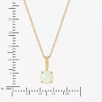 Womens Lab Created White Opal 14K Gold Round Pendant Necklace