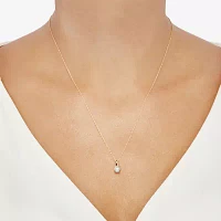 Womens Lab Created White Opal 14K Gold Round Pendant Necklace