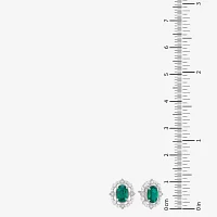 1/6 CT. T.W. Lab Created Green Emerald 14K White Gold 11mm Stud Earrings