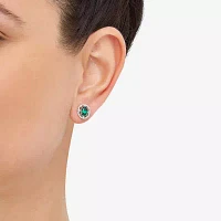 1/6 CT. T.W. Lab Created Green Emerald 14K White Gold 11mm Stud Earrings