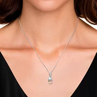 Womens White Cultured Freshwater Pearl Sterling Silver Infinity Pendant Necklace