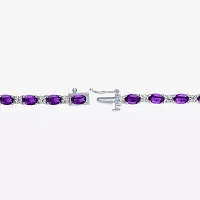 Gemstone Sterling Silver Oval 7.5 Inch Tennis Bracelet