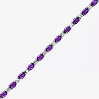 Gemstone Sterling Silver Oval 7.5 Inch Tennis Bracelet