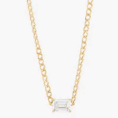 (H-I / Si1-Si2) Womens 1 CT. Lab Grown White Diamond 10K Gold Pendant Necklace