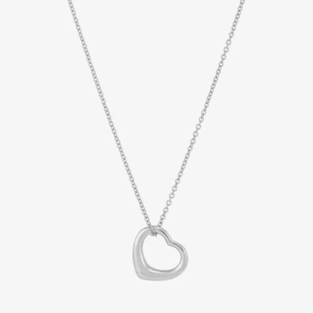 Womens Sterling Silver Heart Pendant Necklace