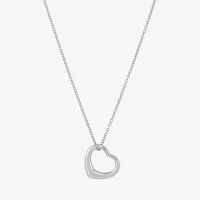 Womens Sterling Silver Heart Pendant Necklace