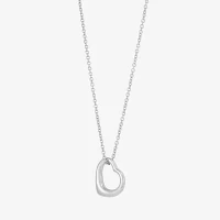 Womens Sterling Silver Heart Pendant Necklace