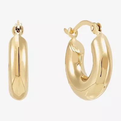 14K Gold 15mm Round Hoop Earrings