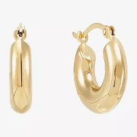 14K Gold 15mm Round Hoop Earrings