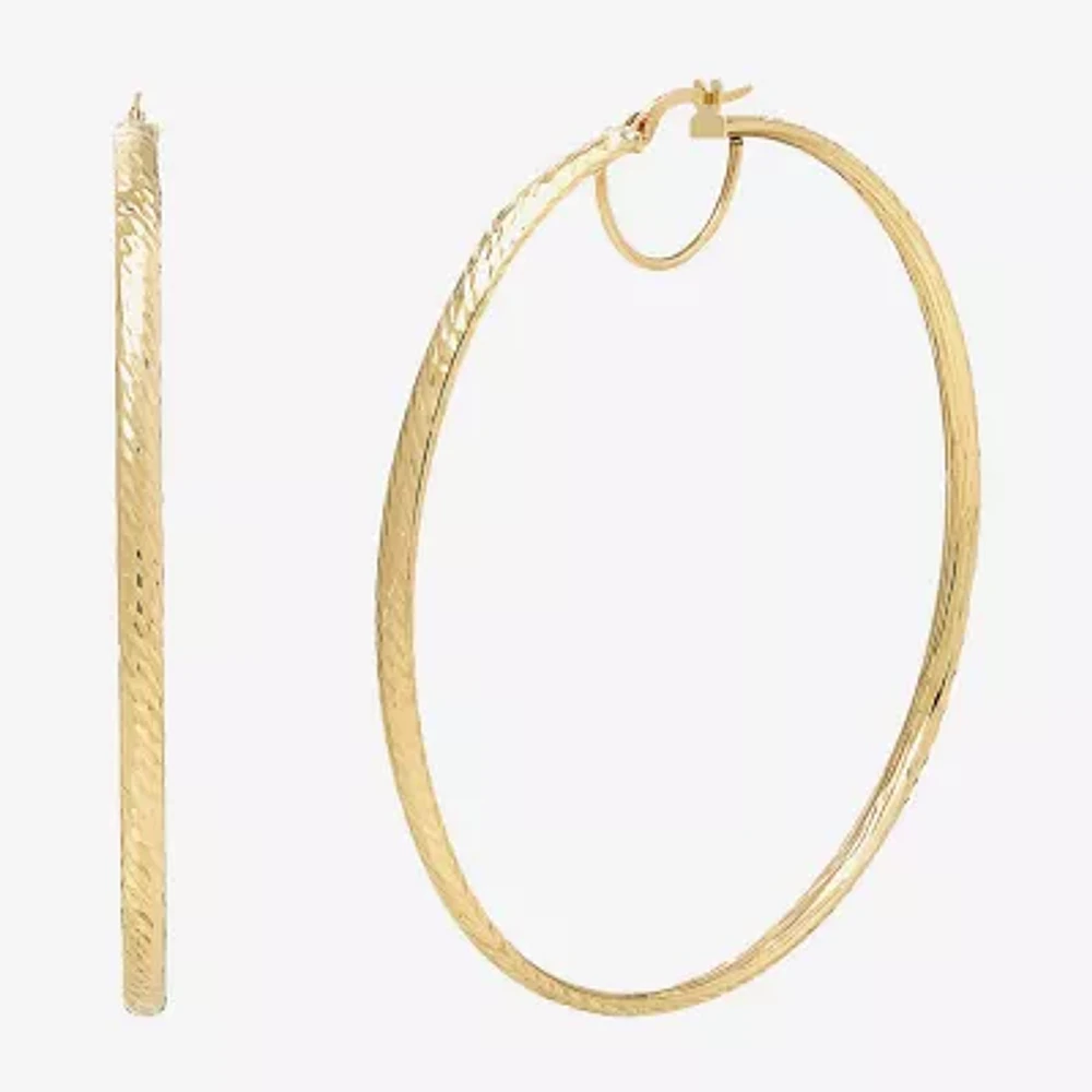 14K Gold 60mm Round Hoop Earrings