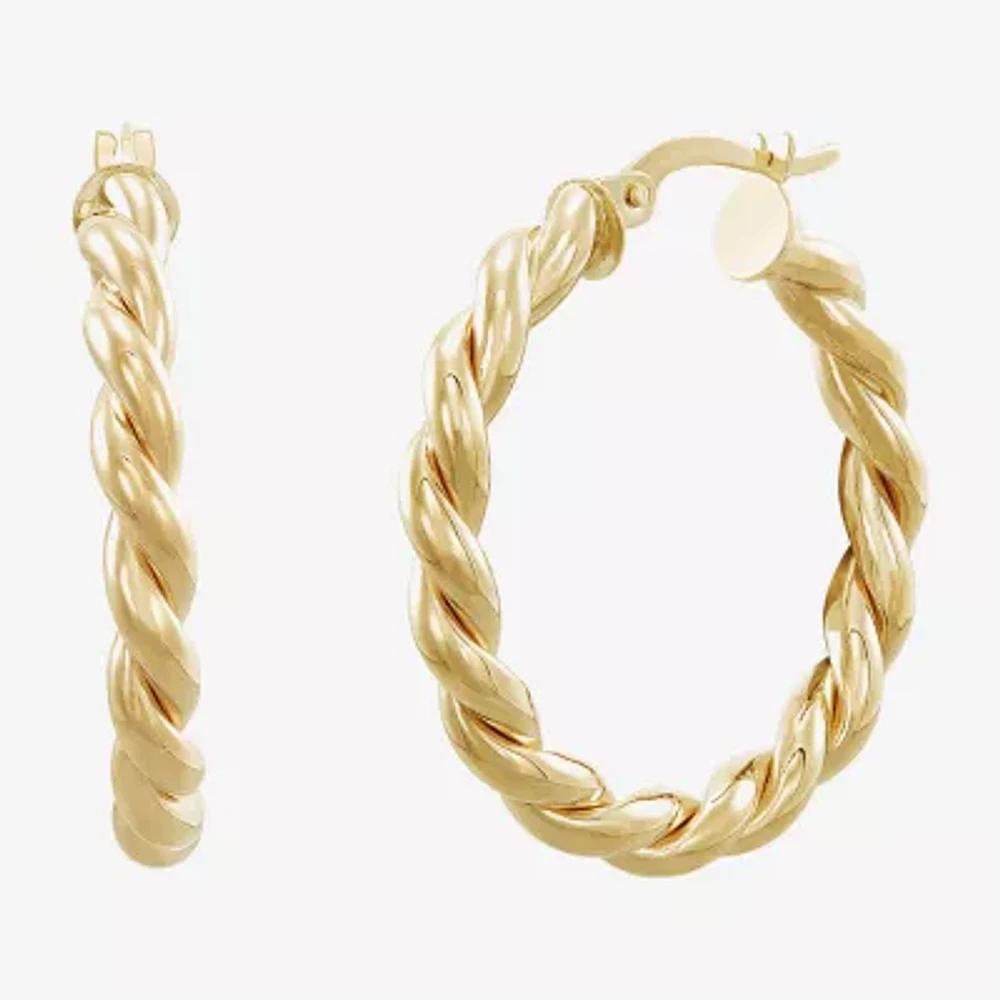 14K Gold 27mm Round Hoop Earrings