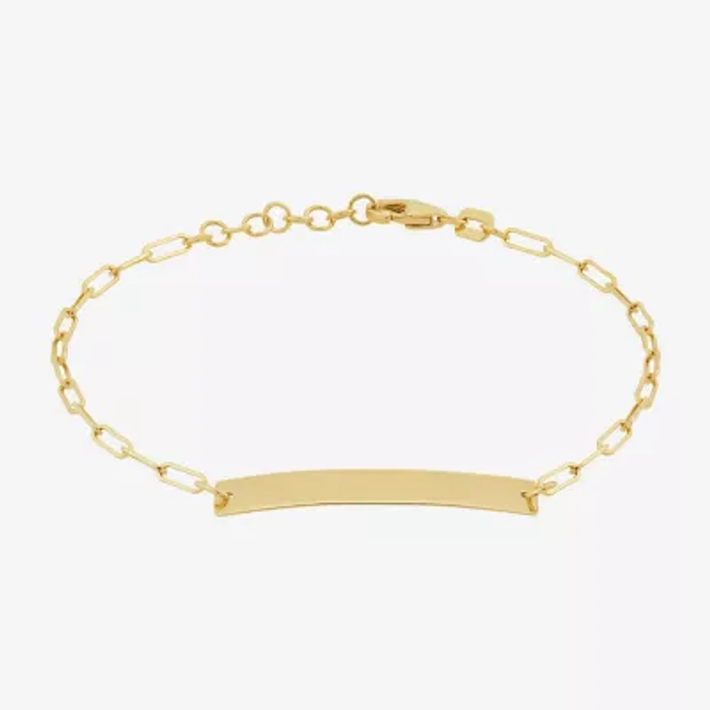 10K Gold 7.5 Inch Paperclip Bar Id Bracelet