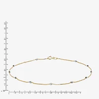 14K Two Tone Gold 10 Inch Box Ankle Bracelet