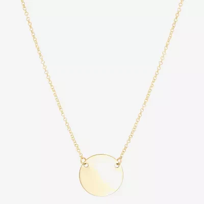 Womens 10K Gold Round Pendant Necklace