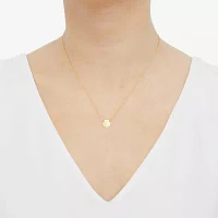 Womens 10K Gold Round Pendant Necklace