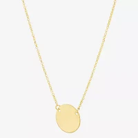 Womens 10K Gold Round Pendant Necklace