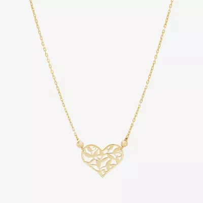 Womens 10K Gold Heart Pendant Necklace