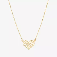 Womens 10K Gold Heart Pendant Necklace