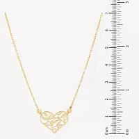 Womens 10K Gold Heart Pendant Necklace