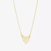 Womens 10K Gold Heart Pendant Necklace